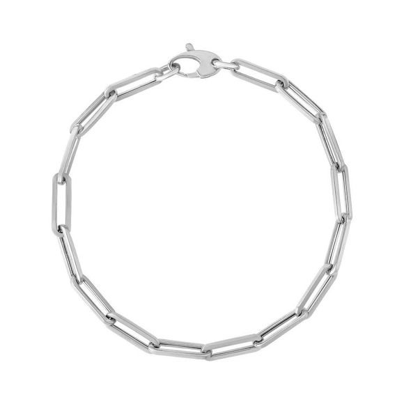 14K White Gold Bold Paperclip Chain Bracelet - Picture 1 of 3